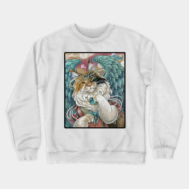 Angel Cat Princess - Black Outlined Version Crewneck Sweatshirt by Nat Ewert Art